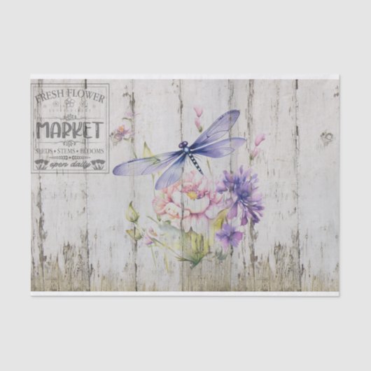 Mooie Lavendel Dragonfly Florals Tissuepapier (Voorkant)