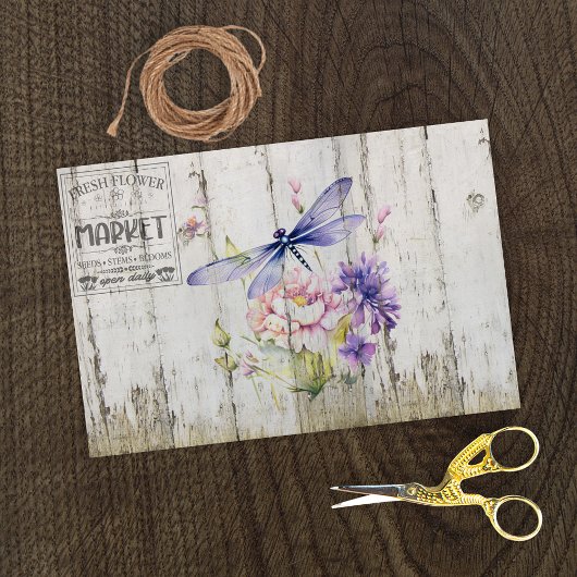 Mooie Lavendel Dragonfly Florals Tissuepapier