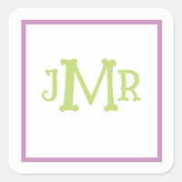Mooie lavendel en groene monogram initiaal vierkan