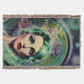 Mooie lavendel en groene Retrostijl ruimtevrouw Deken (Voorkant)