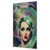 Mooie lavendel en groene Retrostijl ruimtevrouw Klembord (Links)