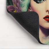 Mooie lavendel en groene Retrostijl ruimtevrouw Muismat (Hoek)