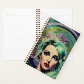 Mooie lavendel en groene Retrostijl ruimtevrouw Planner (Display)