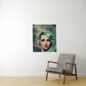 Mooie lavendel en groene Retrostijl ruimtevrouw Wandkleed (In situ)