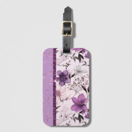 Mooie lavendel en roze bloemen bagagelabel