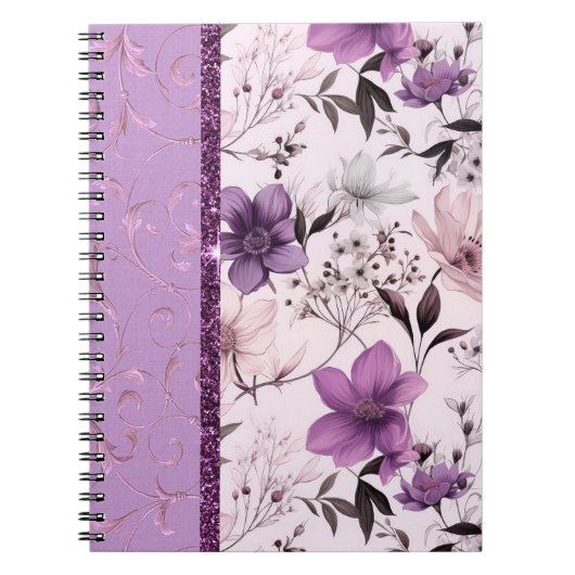 Mooie lavendel en roze bloemen notitieboek (Voorkant)