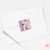 Mooie lavendel en roze bloemen vierkante sticker (Envelop)