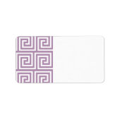 Mooie Lavendel en Wit Grieks Sleutelpatroon Etiket (Voorkant)