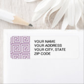 Mooie Lavendel en Wit Grieks Sleutelpatroon Etiket (Insitu)