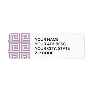 Mooie Lavendel en Wit Grieks Sleutelpatroon Etiket