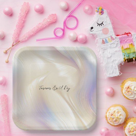 Mooie Lavendel Ivoor Pearl Bruiloft Papieren Bordje (Feest)