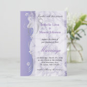 Mooie Lavendel Marmeren bruiloft uitnodiging (Staand voorkant)
