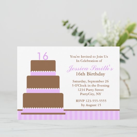 Mooie Lavendel Meisjes Verjaardagsfeestje Kaart (Staand voorkant)