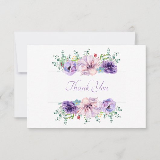 Mooie lavendel paarse bloemen bedankkaart (Voorkant)