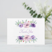 Mooie lavendel paarse bloemen bedankkaart (Staand voorkant)