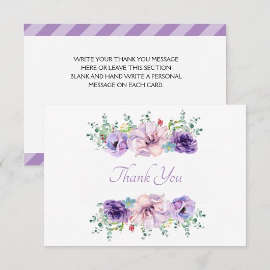 Mooie lavendel paarse bloemen bedankkaart (Voorkant / Achterkant)