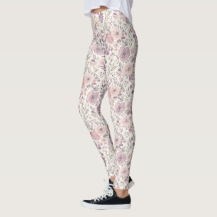 Mooie lavendel paarse blos roze bloemen leggings