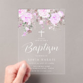 Mooie Lavendel Paarse Violet Baby Meisje Doop Acryl Uitnodigingen (Insitu (Draagbaar))