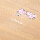 Mooie Lavendel Paarse Violet Baby Meisje Doop Acryl Uitnodigingen (Laagn)