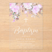 Mooie Lavendel Paarse Violet Baby Meisje Doop Acryl Uitnodigingen (Voorkant)