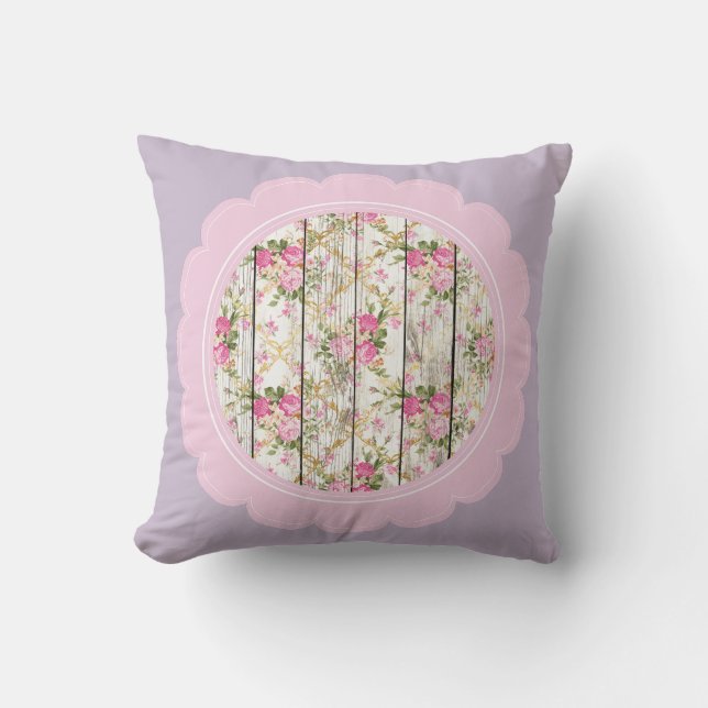 Mooie lavendel, roze en witte bloemen  kussen (Voorkant)