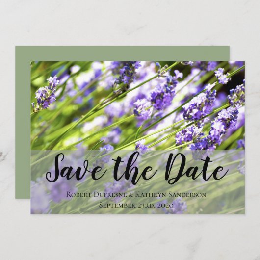 Mooie lavendel "Save the Date" Weddenschap Kaart (Voorkant / Achterkant)