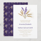 Mooie Lavendel & Tarwe bruiloft Kaart (Voorkant / Achterkant)