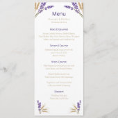 Mooie Lavendel & Tarwe Bruiloft Menu (Voorkant)