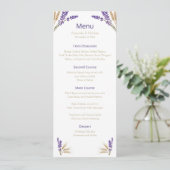 Mooie Lavendel & Tarwe Bruiloft Menu (Staand voorkant)