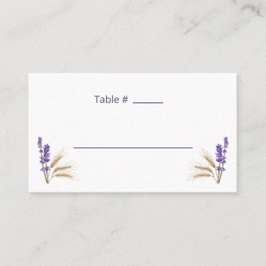 Mooie Lavendel & Tarwe Flat Place Card Plaatskaartje (Voorkant)
