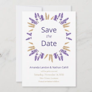 Mooie Lavendel & Tarwe Save The Date