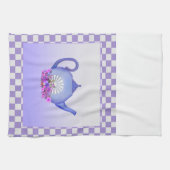 Mooie lavendel Teapot + Flowers Kitchen Towel Theedoek (Horizontaal)
