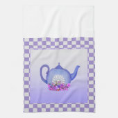 Mooie lavendel Teapot + Flowers Kitchen Towel Theedoek (Verticaal)