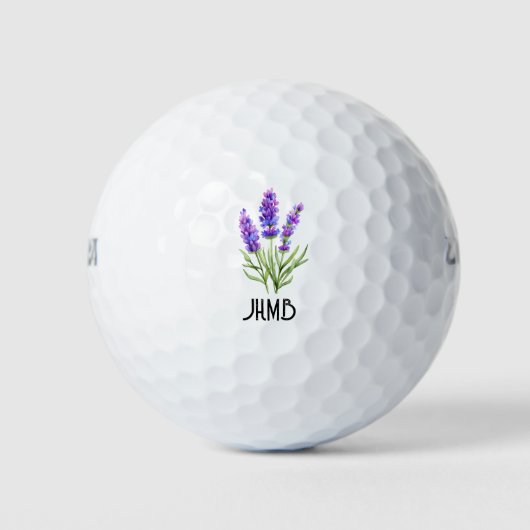 Mooie lavendel tuinvorm bloem monogram kunst golfballen (Voorkant)