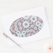 Mooie lavendel witte blauwe fantasie madeliefjes ovale sticker (Envelop)