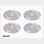Mooie lavendel witte blauwe fantasie madeliefjes ovale sticker (Vel)