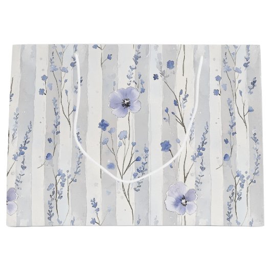 Mooie lavendel witte bloem strepen bruids douche groot cadeauzakje (Voorkant)