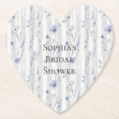 Mooie lavendel witte bloem strepen bruids douche kartonnen onderzetters (Voorkant)