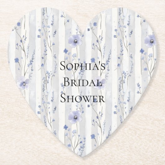 Mooie lavendel witte bloem strepen bruids douche kartonnen onderzetters (Voorkant)