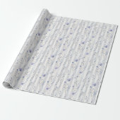 Mooie lavendel witte bloem strepen bruidsdouche cadeaupapier (Uitgerold)