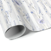Mooie lavendel witte bloem strepen bruidsdouche cadeaupapier (Rol Hoek)