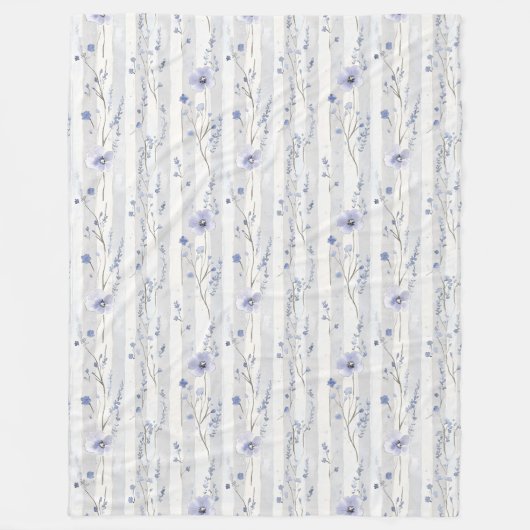 Mooie lavendel witte bloem strepen bruiloft feest fleece deken (Voorkant)