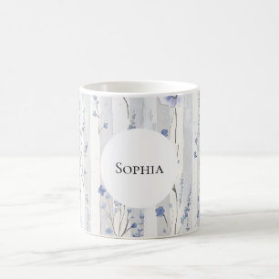 Mooie lavendel witte bloem strepen gepersonaliseer koffiemok
