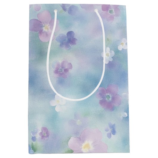 Mooie lavendel witte bloemen bruidsdouche medium cadeauzakje (Voorkant)