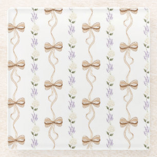 Mooie lavendel witte bloemen linten glazen onderzetter