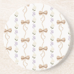 Mooie lavendel witte bloemen strikken zandsteen onderzetter