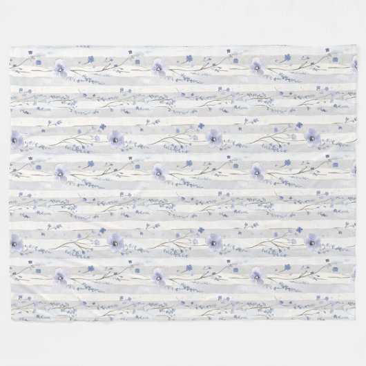 Mooie lavendel witte bloemige strepen bruids douch fleece deken (Voorkant (Horizontaal))