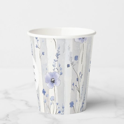 Mooie lavendel witte strepen bloemrijke bruids dou papieren bekers (Links)