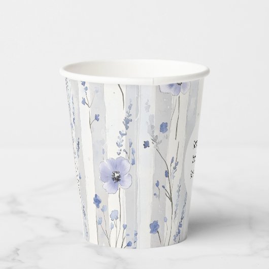 Mooie lavendel witte strepen bloemrijke bruids dou papieren bekers (Rechts)