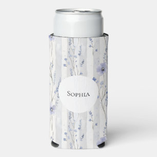 Mooie lavendel witte strepen bloemrijke bruidsdouc seltzer blikjeskoeler
